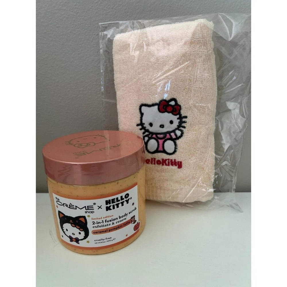 The Crème Shop x Hello Kitty 2-in-1 Fusion Body Scrub and Face Towel NEW